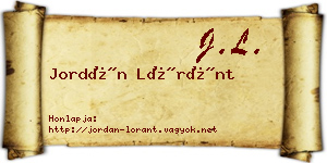 Jordán Lóránt névjegykártya