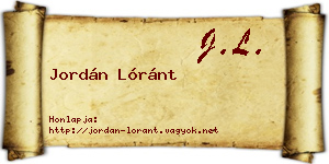 Jordán Lóránt névjegykártya